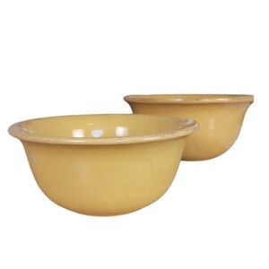 Pier 1 Toscana Gold Hand Painted Earthenware Bowls Set of 2 Italy 10" &‎ 8 3/4"